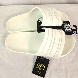 Athletic Works Tunnel Slide Sandals White Sz 10 Women 8 Men Comfort Slip On New